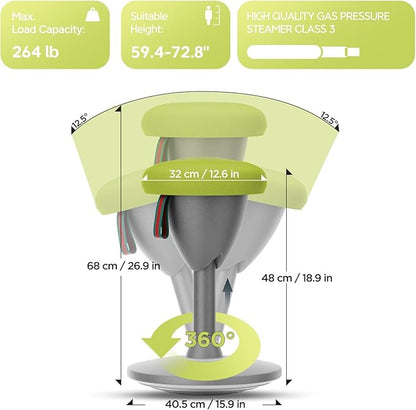 Wobble Stool Standing Desk Stool, Adjustable Height Standing Desk Chair for Office Desks and Classrooms, 360° Balance Stool with Rocking Motion, Non-Slip Base, Portable Stools (Green)
