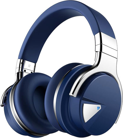 Silensys E7 Active Noise Cancelling Headphones Bluetooth Headphones with Microphone Deep Bass Wireless Headphones Over Ear, Comfortable Protein Earpads, 30 Hours Playtime for Travel/Work, Navy