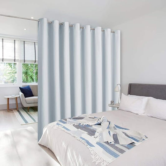 NICETOWN Room Divider Curtain Screen Partitions, Extra Wide Room Partitions and Dividers, Privacy Curtain Room Divider for Hall, Daytime Sleep (Single Piece, 15ft Wide x 7ft Long, Cloud Grey)