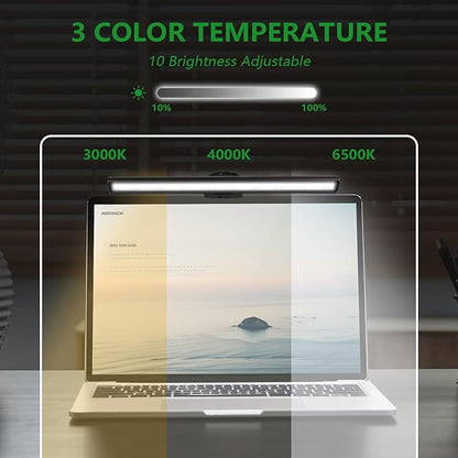 Computer Monitor Light,Screen Light Bar USB Powered Monitor Clamp Lamp,Eye Protect Clip On Monitor Lamps,Adjustable Brightness/Color,Over Monitor Light Bar