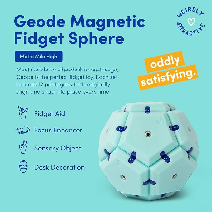 Speks Geode Pentagons Magnetic Fidget Toy for Adults & Teens 14+ | Sensory Gadget for Stress Relief, Office Desk Toy Present, Christmas Gift, Holiday Stocking Stuffer | Mile High, 12-Piece Set