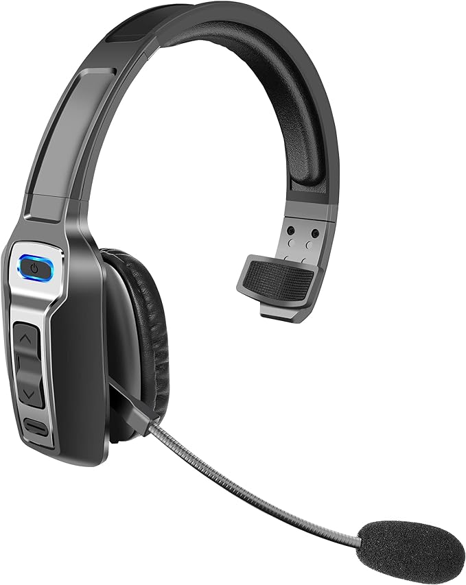 Trucker Bluetooth Headset, V5.2 Wireless Headset with Upgraded Microphone AI Noise Canceling, On Ear Bluetooth Headphone with Mute for Driver Office Call Center