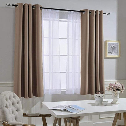 NICETOWN Insulated Blackout Curtains and Drapes - Microfiber Energy Saving Thermal Insulated Solid Grommet Blackout Draperies for Kitchen (1 Pair, 52 inches by 54 Inch, Cappuccino)