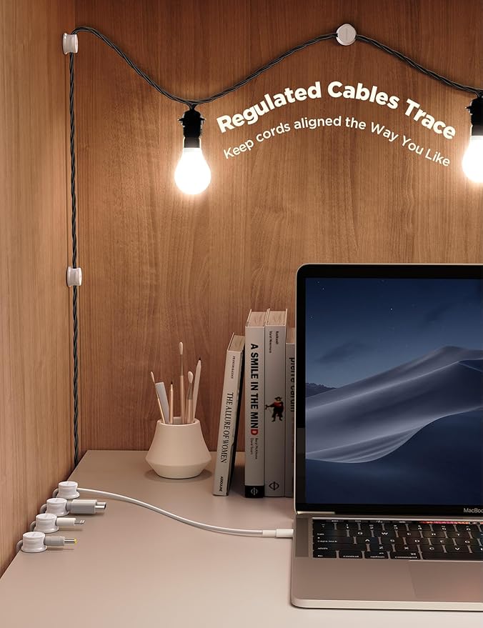 9 Pack Cable Management Cord Holder Organizer, JOYROOM Magnetic Cable Clips Adhesive Wire Keeper, Under Desk Cord Hider for Bedside Nightstand Table Desktop USB Wall Car Office Workspace Accessories