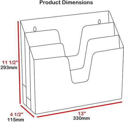 Acrimet Horizontal Triple File Folder Holder Organizer (Solid Green Color)