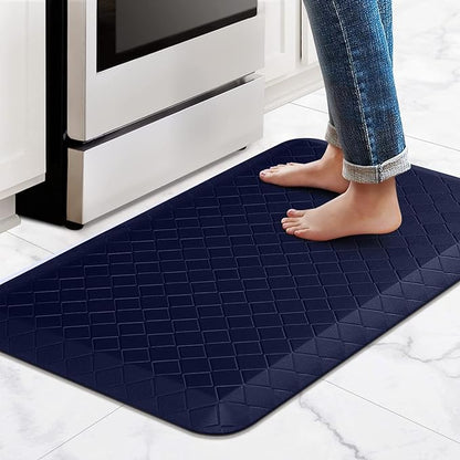 HappyTrends Kitchen Runner Rugs Anti-Fatigue mats - 4/5 Inch Thick Non Slip Waterproof Ergonomic Comfort Mat for Kitchen, Floor Home, Office, Sink, Laundry (17.3"x 28",Blue)