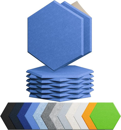 12 Pack Acoustic Panels Self Adhesive Sound Proof Foam, High Density Sound Acoustic Foam Panel, 12X10.23X0.4 Inch Hexagon Wall Panels in Home,Office,Reccording Room,Studio(Sky Blue)