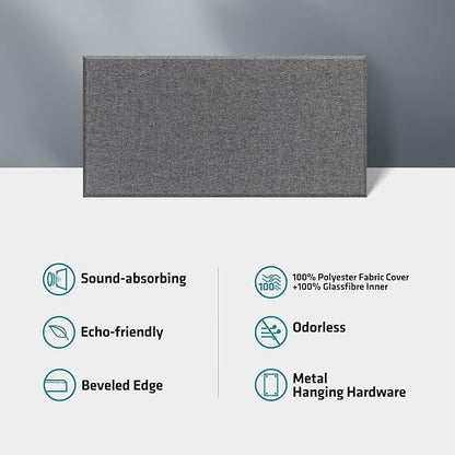 UMIACOUSTICS 2 PCS Acoustic Panel, 47.2" x 23.6" Fiberglass Sound Proof Wall Panels, Sound Absorbing Panels for Studios, Office, Home Theater. Charcoal Grey