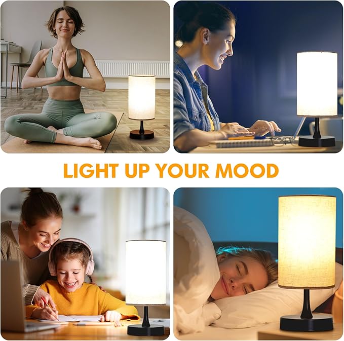 Light Therapy Lamp, 10000 Lux Lamp with Remote Control, 3 Color Temperature & 4 Brightness Level & Timer, Daylight Lamp for Home, Office, Decoration(Black Base Linen Shade)