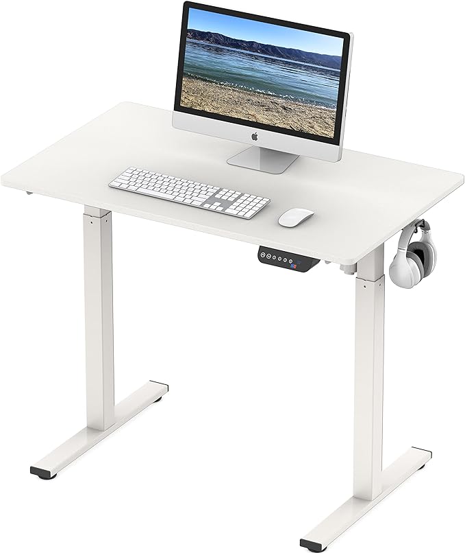 SHW Electric Height Adjustable Desk with Memory Preset, 40 x 24 Inches, White