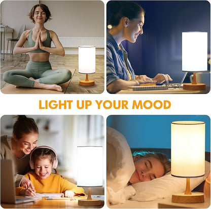 Light Therapy Lamp, 10000 Lux Light with Remote Control, 3 Color Temperature & 4 Brightness Level & Timer, Daylight Lamp for Home, Office, Decoration(Wood Base White Shade)