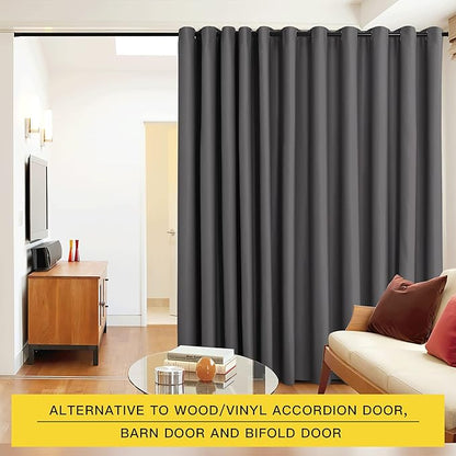 NICETOWN Closet Door Heavy Curtain, Room Dividers Shade Screens Partitions, Extra Large Grommet Top Space Partition Blackout Curtain, Screen Dividers for Rooms (1 Pack, 20ft Wide x 9ft Long, Grey)