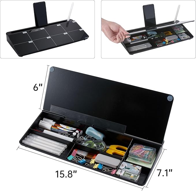 TSJ OFFICE Desktop Whiteboard Dry-Erase-Board - Computer Keyboard Stand White Board Surface Pad with Drawer, Desk Organizers with Accessories for Office, Home, School Supplies