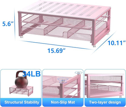 gianotter Computer Monitor Stand Riser, Desk Organizers and Accessories with Drawer, Office Desk Accessories & Workspace Desktop Organizers Storage for Classroom Office Supplies Decor (Pink)