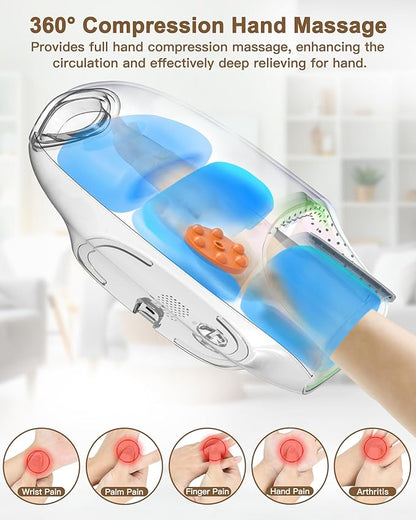 Hand Massager with Heat and Compression: Valentines Day Gifts for Her Him – Hand and Wrist Massage with Palm Kneading Rollers - Arthritis Carpal Tunnel Fatigue Relief - FSA HSA Eligible