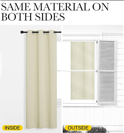 NICETOWN Beige Curtains for Sliding Glass Door, 84 inch Long, Grommet Single Curtain Panel, Sound Reducing Blackout Curtains for Bedroom/Doorway Living Cabin (1 Panel, 8.3ft Wide by 7ft Long)