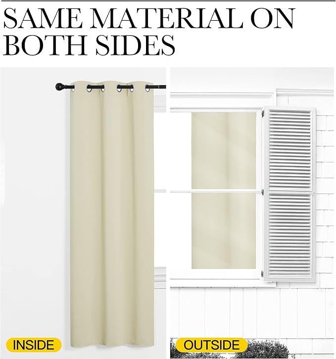 NICETOWN Door Curtain for Doorway Privacy, Beige Curtains 132 Inch Length, Room Divider Curtain Cover, Blackout Temporary Insulated Closet Curtain for Bedroom Closet (1 Panel, 5ft Wide)