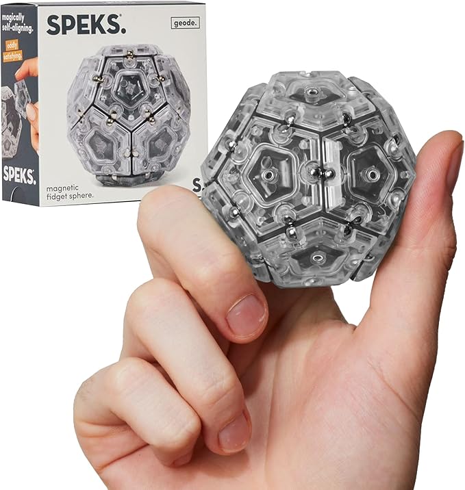 Speks Geode Sphere Magnetic Fidget Toy for Adults & Teens 14+ | Sensory Gadget for Stress Relief and Anxiety, Office Desk Toy Present, Christmas Gift, Holiday Stocking Stuffer | Slate, 12-Piece Set