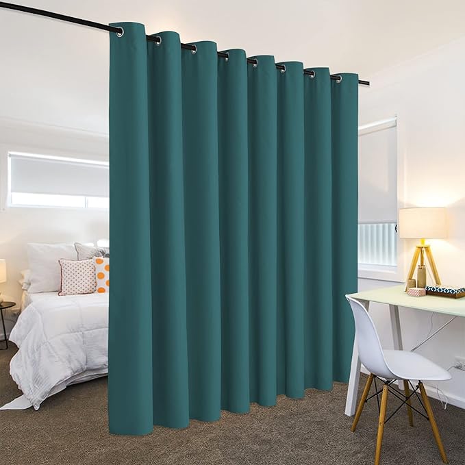 RYB HOME Room Divider Curtains Thermal Insulated Noise Reduce Extra Wide Privacy Panels for Kids Bedroom Nursery Laundry Room Partitions, Wide 180 inches x Long 96 inches, Teal, 1 Panel