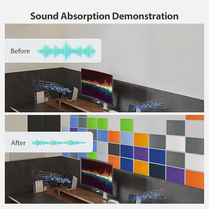 12 Pack Acoustic Panels Self Adhesive Sound Proof Foam, High Density Sound Acoustic Panel, 16X12X0.4 Inch Rectangle Panels in Home, Office, Reccording Room, Studio,and more(Blue Gray)