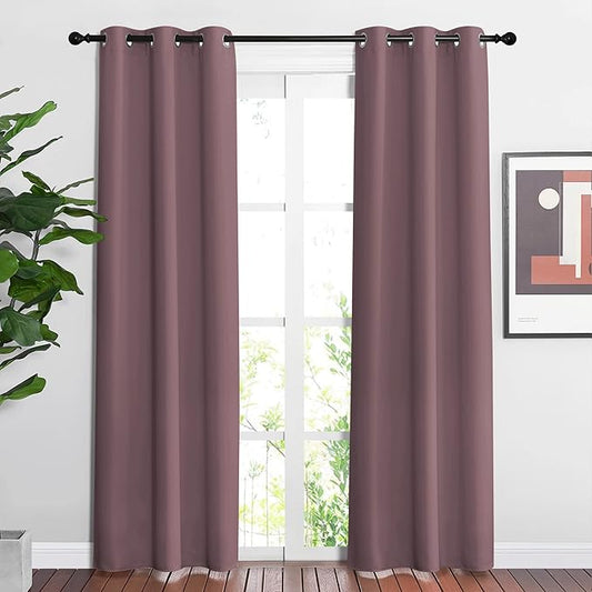 NICETOWN Room Darkening Curtains 84 inches Length for Living Room - Solid Thermal Insulated Grommet Light Blocking Vertical Drapes Window Treatments for Bedroom (Dry Rose, W37 x L84, 2 Panels)