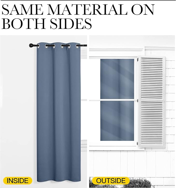 NICETOWN Faux Folding Accordion Doors, Front Door Curtains, Privacy Blackout Cloth Fabric, Living Room Bedroom Divider/Sliding Patio Decor Decoration (1 PCs, 9ft Tall x 5ft Wide, Stone Blue)