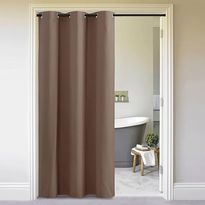 NICETOWN Sound Reducing Room Divider Curtain Screen Partition, Function Thermal Blackout Patio Door Curtain Panel, Sliding Door Insulated Curtain, Cappuccino, 5ft Wide x 7ft Long