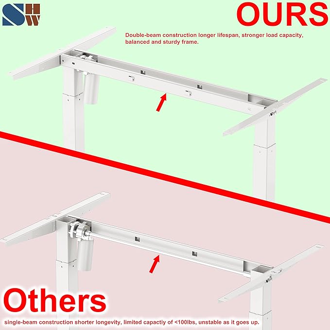 SHW 55-Inch Large Electric Height Adjustable L-Shaped Standing Desk with Right Facing Corner, Oak