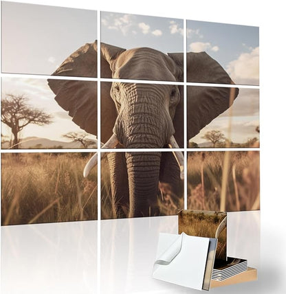 9 Pack Wall Art Acoustic Panels,48" X 36"Sound Absorbing Panels, Decorative Sound Dampening Panels, Acoustic Treatment for Studio Home and Office （elephant）