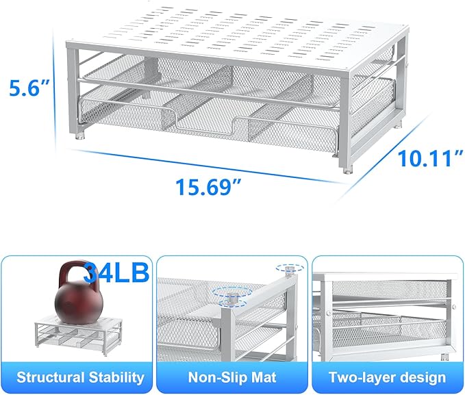 gianotter Computer Monitor Stand Riser, Desk Organizers and Accessories with Drawer, Office Desk Accessories & Workspace Desktop Organizers Storage for Classroom Office Supplies Decor (White)