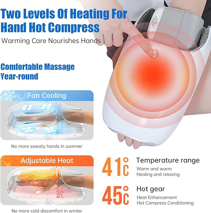 FSA HSA Eligible Hand Massager with Kneading Rollers Massage for Arthritis Carpal Tunnel Pain Relief,Cordless Handheld Massager Machine with Heat and Compression & Kneading Massage,Gifts for Women Men