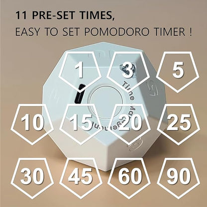 Cube Timer, Pomodoro Timer, Rechargeable Small Cute Timer, Timer for Kids and Classroom, Kitchen Timer for Cooking, Workout & Study Countdown Timer, Time Management Timer (Floral White)