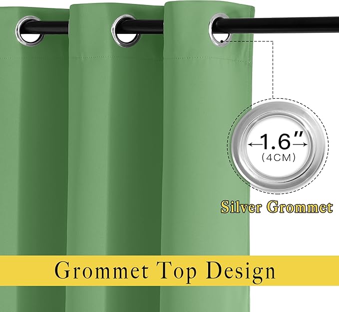 NICETOWN Forest Green Blackout Curtains 84 inches Long 2 Panels Set - Grommet Thermal Curtains Room Darkening Window Treatments Sound Proof for Bedroom/Living Room, W52 x L84