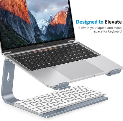 OMOTON Laptop Stand for Desk, Detachable Laptop Riser, Aluminum Laptop Holder, Compatible with MacBook Air/Pro, Dell, HP, and All Laptops (11-16 inch), CoolGrey