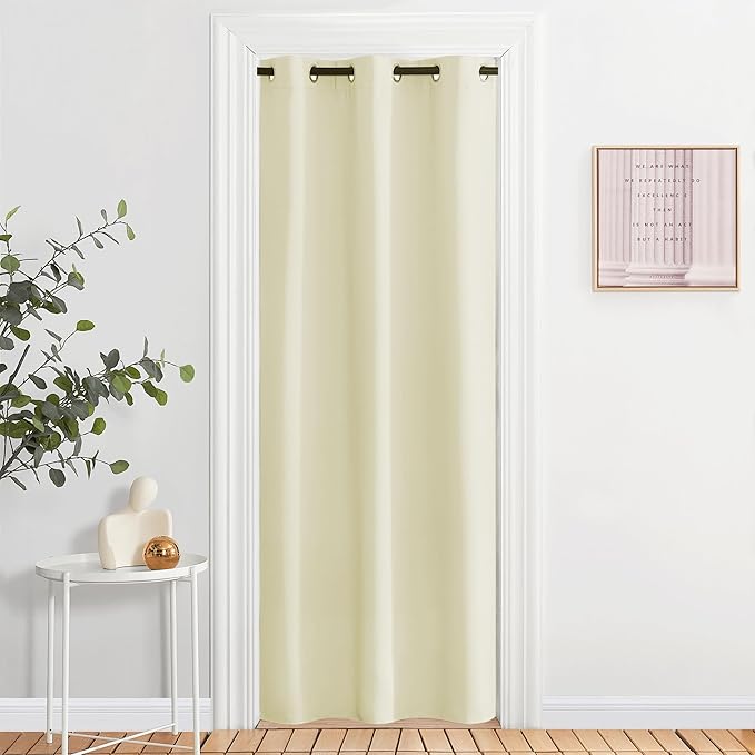 NICETOWN Door Curtain for Doorway Privacy, Curtains 80 Inch Length, Room Divider Curtain Cover, Blackout Temporary Insulated Closet Curtain for Bedroom Closet (1 Panel, 6.7ft Tall x 2.8ft Wide, Beige)