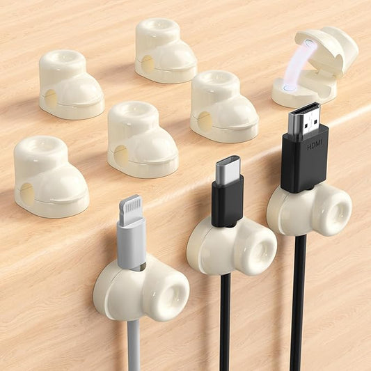 9-Pack Magnetic Cable Clips, Adjustable Cord Holder for Under Desk Cable Management, Adhesive Charger Wire Organizer Keeper for Home Office Desk Phone Car Wall Desktop Nightstand (Beige Shoes)