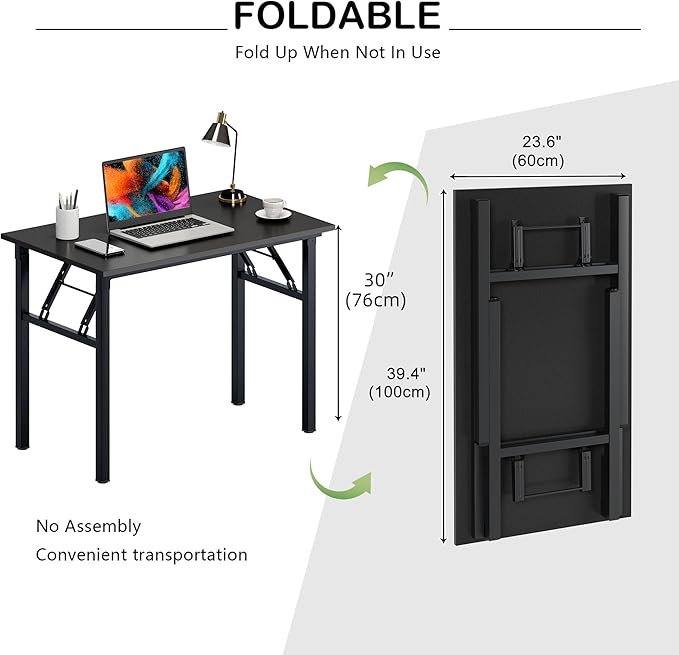 Need Computer Desk Folding Table Writing Desk/Compact Desk/Foldable Desk with BIFMA Certification, No Install Needed, Black AC5CB-100-60