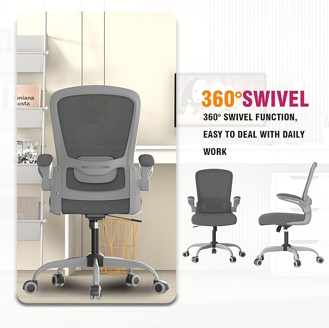 Office Chair, Ergonomic Desk Chair with Adjustable Lumbar Support, High Back Mesh Computer Chair with Flip-up Armrests-BIFMA Passed Task Chairs, Executive Chair for Home Office