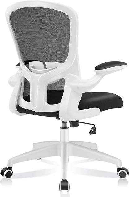 FelixKing Office Desk Chairs, Ergonomic PC Desk Chair with Wheels, Adjustable Lumbar Support and Height, Swivel Computer Chair with Flip-up Armrests, Ergo Mesh Backrest for Working (White)