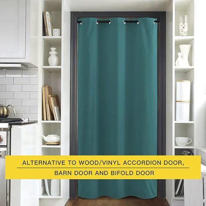 NICETOWN Doorway Curtain Room Divider Drape Screen Partitions, Vertical Blind for Sling Door, Blackout Window Curtains Privacy Blind for Patio (Sea Teal, 1 Panel, 7ft Tall x 5ft Wide)