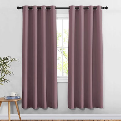 NICETOWN Dry Rose Doorway Curtains Elegant & Luxury for Bedroom, Grommet Window Treatment Thermal Insulated Privacy Door Curtains for Living Room, Set of 2, W52 x L78