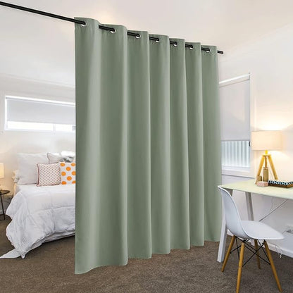 RYB HOME Privacy Room Divider Curtains for Office Bedroom Separation Sound proof Blanket for Doorway Patio Sliding Glass Door Large Window Curtains Thermal Insulating Blackout, W 100 x L 84, Sea Green