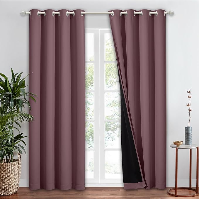 NICETOWN Total Shade Patio Door Curtain for Living Room, Heavy-Duty Full Light Shading Sliding Door Room Divider Drape, Vertical Blind for Window（Dry Rose, 1 Panel, 52 inches Wide x 84 inches Long