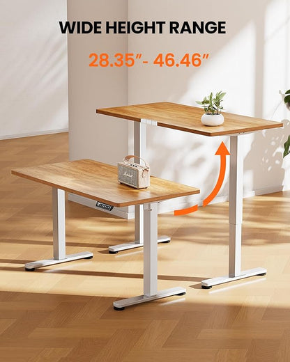 ErGear Electric Standing Desk, 44 x 24 Inches Height Adjustable Stand up Desk, Sit Stand Home Office Desk, with Two-Piece Desktop ((Light Vintage Brown)