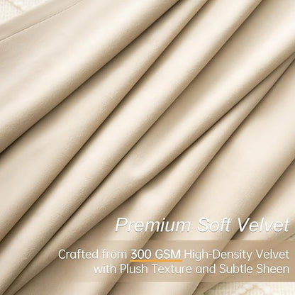 Topfinel 120 Inches Long Extra Long Cream Velvet Curtains for Living Room, Heavy Luxury Floor to Ceiling Pinched Pleated Boho Sound Absorbing Crushed Velve Drapes 2 Panels for Track System 10 FT