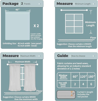 BGment Short Blackout Curtains for Small Window 54 Inch Length 2 Panels Set, Full Room Darkening Thermal Insulated Rod Pocket Curtains with Black Liner, 46 Inch Wide, Pure White, 2 Panels