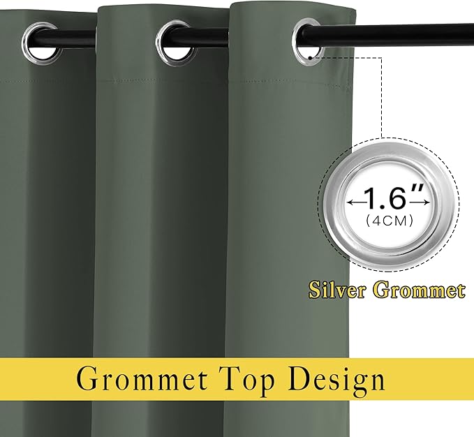 NICETOWN Blackout Curtains & Drapes for Bedroom - Room Darkening Thermal Insulated Grommet Voice Reducing Room Dividers Window Drapes for Living Room (Dark Mallard, 2 Panels, W66 x L72)