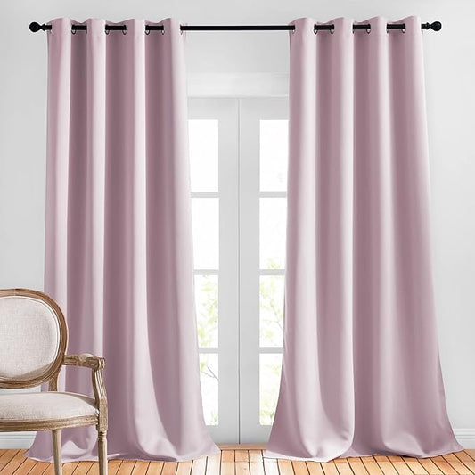 NICETOWN Room Darkening Drapes for Nursery - (52 inches Width by 120 inches Length, Lavender Pink, 1 Pair) Light Blocking Curtain Panels for Bedroom Girl Room, Soft Fabric Window Treatment