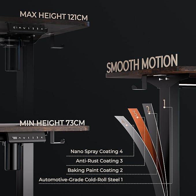 Electric Standing Desk - Adjustable Height with Memory Preset, 48 x 24 Inches Ergonomic Design Home Office Standing Desk