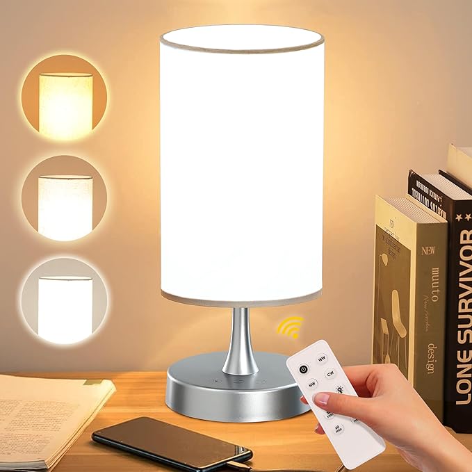 Light Therapy Lamp, 10000 Lux Light with Remote Control, 3 Color Temperature & 4 Brightness Level & Timer, Daylight Lamp for Home, Office, Decoration(Silver Base White Shade)